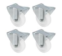 Amig - Pack de 4 Ruedas Fijas Con Pletina Metálica - Ø 100 x 32 mm - Peso Máximo 200 Kg - Para Mover Muebles Pesados - Rodamientos de Rodillos - Núcleo de Nylon - Color Blanco