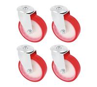 Amig - Pack de 4 Ruedas Giratorias Con Agujero - Ø 100 mm - Peso Máximo 120 Kg - Para Mover Muebles Pesados - Rodamientos de Rodillos - Núcleo Nylon Blanco - Poliuretano Rojo