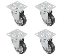 Amig - Pack de 4 ruedas para carga industrial mod. 2522 - Con placa y rodamientos - Medida: Ø 80 mm - Carga máxima por rueda: 70 kg - Fabricadas con goma -Color negro - Sin freno
