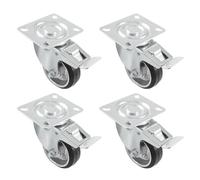 Amig - Pack de 4 Ruedas para Muebles - Ø 125 mm - Carga Máxima por rueda 120 kg - Pletina de Acero - Fabricada con Goma - Con Freno - Ideales para Mover Equipos Industriales y Muebles Pesados