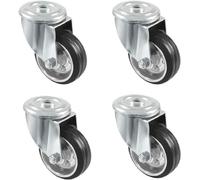 Amig - Pack de 4 Ruedas Para Muebles - Ø 125 mm - Ruedas Giratorias Sin Pletina - Peso Máximo 120 Kg - Para Mover Muebles Pesados - Rodamientos de Rodillos - Núcleo Metálico - Goma Negra