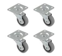 Amig - Pack de 4 Ruedas para Muebles - Ø 40 mm - Carga Máxima por rueda 17 kg - Pletina de Acero - Fabricada con Goma - Sin Freno - Ideales para Sillas de Oficina y Muebles Pequeños