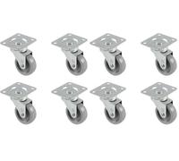 Amig - Pack de 4 Ruedas para Muebles | Con Pletina y Rodamientos | Ø 40 mm | Carga máxima de Rueda: 22 kg | Fabricadas con Goma | Color Gris | Sin Freno (Paquete de 2)