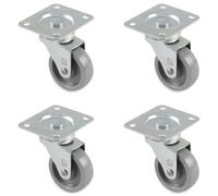 Amig - Pack de 4 Ruedas para Muebles - Con Pletina y Rodamientos - Ø 60 mm - Carga máxima de Rueda: 22 kg - Fabricadas con Goma - Color Gris - Sin Freno