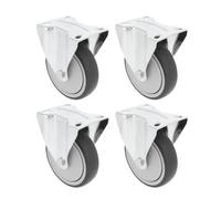 Amig- Pack de 4 Ruedas para Muebles- Pletina Fija - Ø100 mm - Carga Máxima por rueda 110 kg- Pletina de Acero- Fabricada con Goma - Sin Freno- Ideales para Mover Equipos Industriales y Muebles Pesados