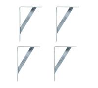 Amig - Pack de 4 Soportes para Estanterías Color Plateado| Escuadra para Estantes de 250 x 200 mm | Acero Resistente: hasta 330 kg