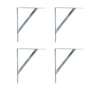 Amig - Pack de 4 Soportes para Estanterías Color Plateado| Escuadra para Estantes de 400 x 275 mm | Acero Resistente: hasta 225 kg