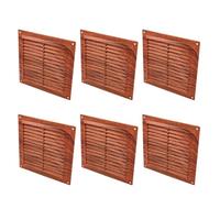 Amig - Pack de 6 Rejillas cuadradas de plástico con mosquitera- Rejillas de ventilación para salida de aire - Adecuado para techo de cocina y baño - Medidas: 200 x 200 mm - Color: Sapelli