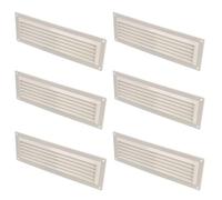 Amig - Pack de 6 Rejillas Rectangulares de Plástico con Mosquitera - Rejillas de ventilación para salida de aire - Ideal para techo de cocina y baño - Medidas: 260 x 90 mm - Color: Blanco