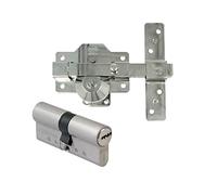 Amig - Pack de Seguridad Cerrojo de Acero y Cilindro de Latón Igualado para Puertas de Madera - Mod. 1PLUS - ø 62 mm (31-31) - Aumenta la Seguridad de tu Hogar - Acero Plateado