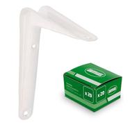 Amig - Pack Soportes para Estantería de Pared - 20 piezas - Escuadras en Acero - 150X125 mm - Color Blanco - Ángulo para Estantes - Soporte para Baldas - Fácil instalación