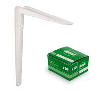 Amig - Pack Soportes para Estantería de Pared - 20 piezas - Escuadras en Acero - 350X300 mm - Color Blanco - Ángulo para Estantes - Soporte para Baldas - Fácil instalación