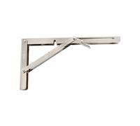 Amig - Palomilla abatible para estanterías de pared - Escuadra metálica para baldas - Ángulo para estantes - Soporte - Acero - Color Plateado - Medida: 200x110 mm - Peso máx. recomendado: 40 Kg