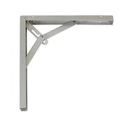 Amig - Palomilla abatible para estanterías de pared - Escuadra metálica para baldas - Ángulo para estantes - Soporte - Acero - Color Gris Metalizado - Medida: 400 mm - Peso máx. recomendado: 50 Kg