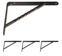 Amig - Palomilla para estanterías de Pared - Escuadra metálica para baldas - Ángulo para estantes - Soporte estantería - Acero - Color Negro - Medida: 200x150 mm - Peso máx. Recomendado: 225 Kg