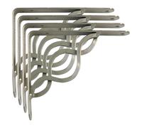 Amig - Palomilla para estanterías de pared - Escuadra metálica para baldas - Ángulo para estantes - Soporte - Acero - Color Gris Metalizado - Medida: 200x150 mm - Peso máx. recomendado: 180 Kg
