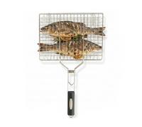 Amig - Parrilla Doble para Barbacoa - 50 x 32 cm - Acero Inoxidable - Rejilla BBQ para Carne y Verduras - Mod. AM34