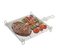 Amig - Parrilla para Barbacoa - 50 x 50 cm - Fabricado en Acero Resistente a la Corrosión - Volteo Uniforme Ideal para Asar Carnes y Verduras - Mod. AM25