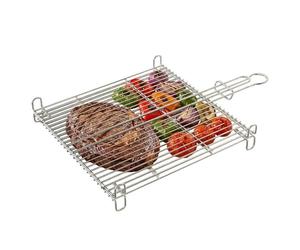 Amig - Parrilla para Barbacoa - 50 x 50 cm - Fabricado en Acero Resistente a la Corrosión - Volteo Uniforme Ideal para Asar Carnes y Verduras - Mod. AM25