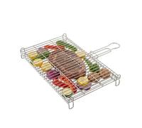 Amig - Parrilla para Barbacoa - 65 x 40 cm - Fabricado en Acero Resistente a la Corrosión - Volteo Uniforme Ideal para Asar Carnes y Verduras - Mod. AM26