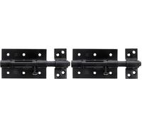 Amig - Pasador de Sobreponer - 120 x 67 mm - Adecuado en Puertas de Paso de Madera - Agujero Portacandados de ø 8 mm - Pestillo para Baño, Dormitorio o Despacho - Cerrojo de Seguridad - Acero Negro