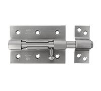 Amig - Pasador de Sobreponer, 120 x 67 mm, Puertas de Paso de Madera, Agujero Portacandados de ø 8 mm, Pestillo para Baño, Dormitorio o Despacho, Cerrojo de Seguridad, Acero Inoxidable 18/8 Mate