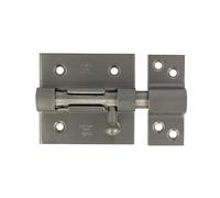 Amig - Pasador de Sobreponer - 70 x 67 mm - Puertas de Paso de Madera - Agujero Portacandados de ø 8 mm - Pestillo para Baño, Dormitorio o Despacho - Cerrojo de Seguridad - Acero Inoxidable 18/8 Mate