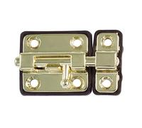 Amig - Pasador de Sobreponer para Puertas Mod.383 - 38 x 34 mm - Pestillo de Seguridad con Base de Plástico - Para Cierre Horizontal - De Acero Latonado - Incluye Tirafondos