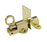 Amig - Pasador de Sobreponer para Ventanas Mod.950 - Pestillo de Perno Apto para Cierre Horizontal o Vertical - De Zamak con Acabado Latonado - Medidas: 43 x 52 mm - Incluye Tirafondos