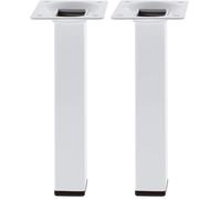 Amig - Pata Cuadrada para Mueble - Mod. 3-25 x 25 x 200 mm - con Tornillo de Regulación - Atornillable por 4 Puntos - Resiste hasta 15 Kg/Pata - Acero Blanco (Paquete de 2)