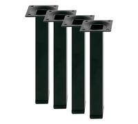 Amig - Pata Cuadrada para Mueble - Mod. 3-25 x 25 x 300 mm - con Tornillo de Regulación - Atornillable por 4 Puntos - Resiste hasta 15 Kg/Pata - Acero Negro (Paquete de 4)