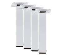 Amig - Pata Cuadrada para Mueble - Mod. 3-25 x 25 x 350 mm - con Tornillo de Regulación - Atornillable por 4 Puntos - Resiste hasta 15 Kg/Pata - Acero Blanco (Paquete de 4)