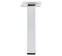 Amig - Pata Cuadrada para Mueble - Mod. 3-25 x 25 x 500 mm - con Tornillo de Regulación - Atornillable por 4 Puntos - Resiste hasta 15 Kg/Pata - Acero Blanco