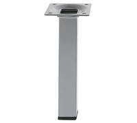 Amig - Pata Cuadrada para Mueble - Mod. 3-25 x 25 x 500 mm - con Tornillo de Regulación - Atornillable por 4 Puntos - Resiste hasta 15 Kg/Pata - Acero Plateado