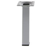 Amig - Pata Cuadrada para Mueble - Mod. 3-25 x 25 x 600 mm - con Tornillo de Regulación - Atornillable por 4 Puntos - Resiste hasta 15 Kg/Pata - Acero Plateado