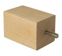 Amig - Pata Cuadrada para Mueble, Pata de Madera de Haya con Acabado Natural, Patas de Repuesto para Sofás, Camas, Mesas, Fijación: Espiga Metálica de Métrica 8, Medidas: 50 x 50 x 80 mm