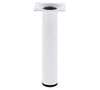 Amig - Pata Redonda para Mueble - 30X200 mm - Acero - para Mesas de Centro, Noche, Cómodas... - Tapón Antirayaduras - Resistentes - Banco - Tornillería incluída