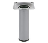 Amig - Pata Redonda para Mueble - 30X200 mm - Acero - para Mesas de Centro, Noche, Cómodas... - Tapón Antirayaduras - Resistentes - Negro - Tornillería incluída