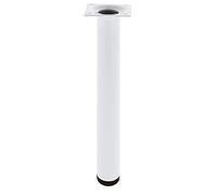 Amig - Pata Redonda para Mueble - 30X400 mm - Acero - para Mesas de Centro, Noche, Cómodas... - Tapón Antirayaduras - Resistentes - Blanco - Tornillería incluída