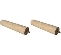 Amig - Pata Redonda para Mueble de Repuesto - Pata Individual para sofá, Cama, Mesa y Armario con Espiga métrica M8 - Ø50 x 250 mm - Madera de Haya Natural sin barnizar - Mod. 30 (Paquete de 2)