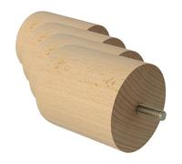 Amig - Pata Redonda para Mueble, Pata de Madera de Haya con Acabado Natural, Patas de Repuesto para Sofás, Camas, Mesas, Fijación: Espiga Metálica de Métrica 8, Medidas: 68 x 80 mm (Paquete de 4)