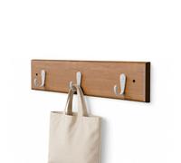 Amig - Perchero de pared múltiple - 320 x 70 x 53 mm - Colgador color Acacia/blanco - Fabricado en MADERA + ZAMAK. Mod. CM36