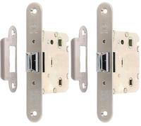 Amig - Picaporte Unificado de Entrada - 50 mm - Acero - Dorado - Con Lengüeta Reversible - Para Puertas Interiores de Baños, Cocinas y Habitaciones (Paquete de 2)