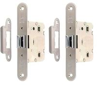 Amig - Picaporte Unificado Mod.2001 para Puertas de Madera de Paso a Baños, Cocinas o Habitaciones - Cierre de Embutir de Acero Inoxidable - De Entrada 50 mm - Frente en Canto Redondo (Paquete de 2)