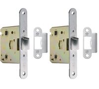 Amig - Picaporte Unificado para Puertas de Madera - Cerradura para Puerta Interior - Cierre de Embutir de Acero Latonado - Entrada 50 mm - Acabado: Inox Mate (Paquete de 2)