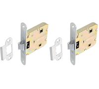 Amig - Picaporte Unificado para Puertas de Madera - Cerradura para Puerta Interior - Cierre de Embutir de Acero Latonado - Entrada 50 mm - Acabado: Niquelado (Paquete de 2)