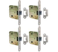 Amig - Picaporte Unificado para Puertas de Madera | Cerradura para Puerta Interior | Cierre de Embutir de Acero Latonado | Entrada 50 mm | Acabado: Cromado mate (Paquete de 4)