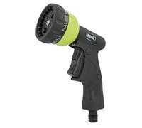 Amig - Pistola de Riego - 180 mm - Con 7 Modos Diferentes de Riego - Caudal Regulable con Gatillo y Mango Ergonómico - Latón y Goma - Verde Pistacho y Negro