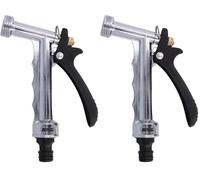 Amig - Pistola de Riego - Metálica - 140 mm - Ideal para Trabajos de Jardinería - Palanca de Bloqueo para Mayor Comodidad - Mango Ergonómico y Uso Fácil - Acero - Pulido (Paquete de 2)