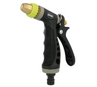 Amig - Pistola de Riego - Regulable - 150 mm - Caudal Fácilmente Ajustable - Palanca de Bloqueo para Mayor Comodidad - Latón y Goma - Verde Pistacho y Negro